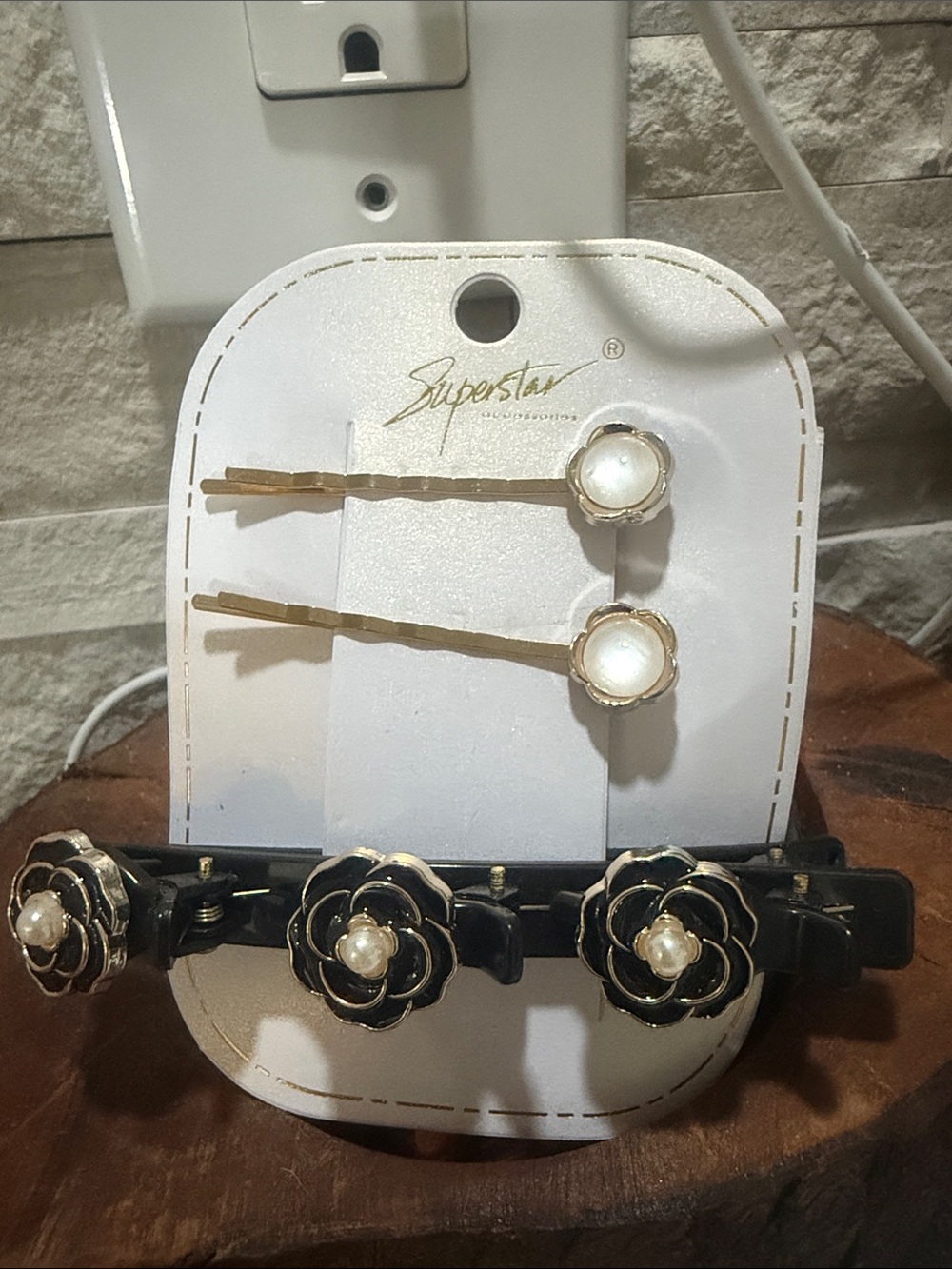 Cream Flower Hair Clip Set - 3 Piece